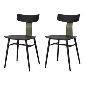 15 Kit 2 Cadeiras Analu Rivatti 42 cm -Largura- Assento e Encosto em PP Preto e Detalhe em PU Verde